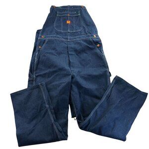 Big Ben Mens Denim Bib Overalls 38x32 Blue 100% Cotton Straight Leg Retro Y2K